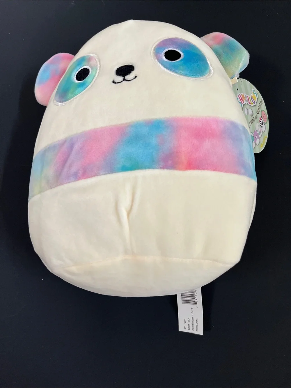 Plush Panda Stuffed Toy - Cream with Pastel Tie-Dye Accents